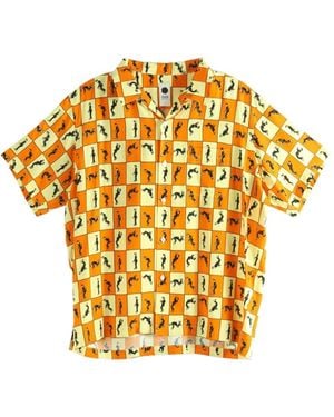 vowels Elvis Check-Print Camp-Collar Shirt - Metallic