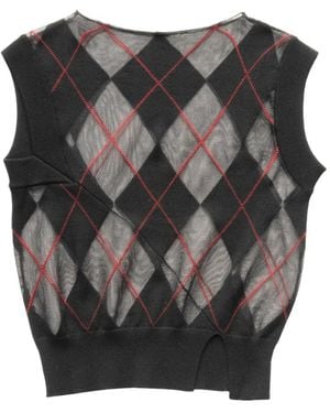 Spencer Badu Ärmelloser Strick Mit Argyle-Muster - Schwarz