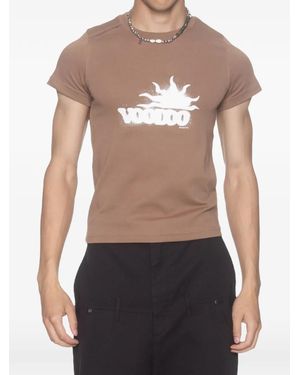 Spencer Badu Voodoo Graphic-Print Fitted T-Shirt - Brown