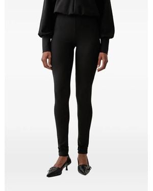 Patrizia Pepe Logo-Plaque Slim-Fit Trousers - Black