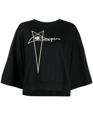 Rick Owens X Champion Logo-Embroidered Cotton T-Shirt - Black