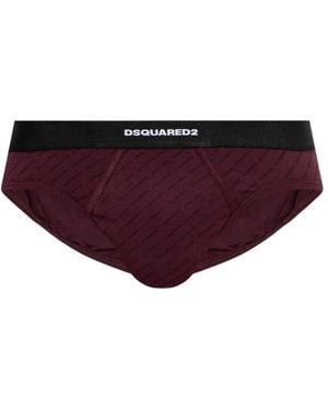DSquared² Logo-Print Monogram Briefs - Purple