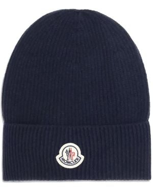 Moncler ロゴパッチ ビーニー - ブルー