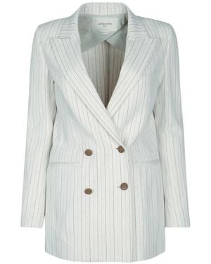 Jacob Cohen Double-Breasted Striped Jacket - White