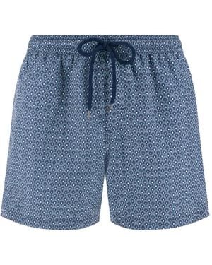 BOGGI Geometric-Print Swim Shorts - Blue