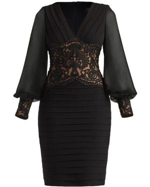 Tadashi Shoji Niema Balloon Sleeve Embroidery Dress - Black