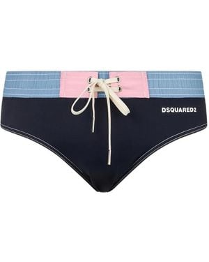 DSquared² Bañador Con Logo Estampado - Azul