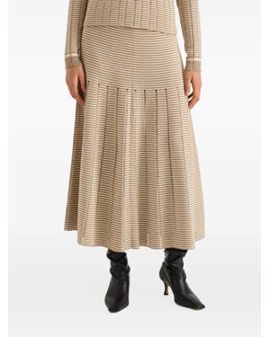 Proenza Schouler Phyllis Ladder-Stripe Midi Skirt - Natural