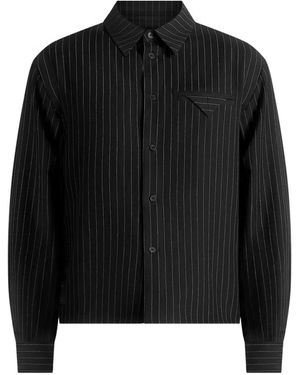 Manière De Voir Arlo Pinstripe Cropped Long Sleeve Shirt - Black