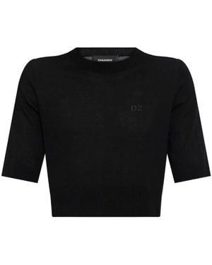 DSquared² Logo-embroidered short-sleeve knit top - Negro