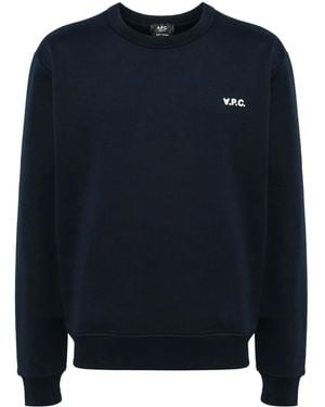 A.P.C. Flocked-Logo Sweatshirt - Blue