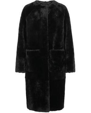 Blancha Shearling Panelled Coat - Black