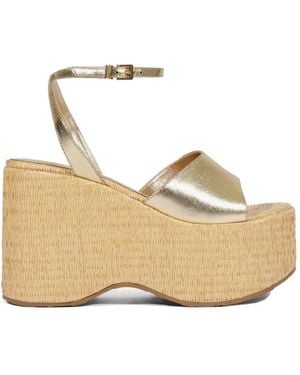 SCHUTZ SHOES Sandales Métallisées À Plateforme - Natural