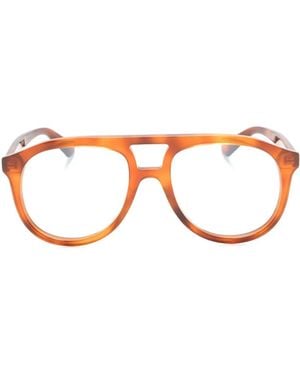 Gucci Gafas Con Placa Del Logo Y Montura Estilo Piloto - Naranja