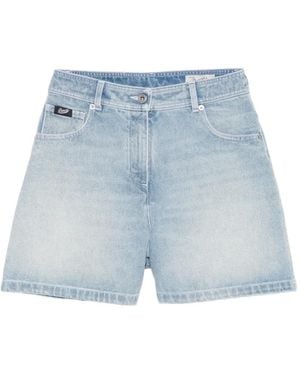 Pence Luna Denim Shorts Met Acid Wassing - Blauw
