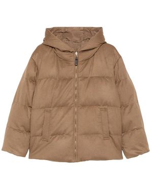 Max Mara Hooded Quilted Jacket - Natural