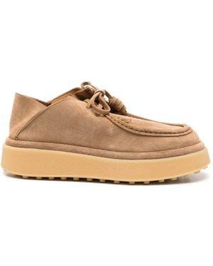Tod's Suede Platform Lace-Up Shoes - Natural
