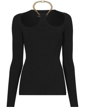 Proenza Schouler Chain-Detail Ribbed-Knit Jumper - Black