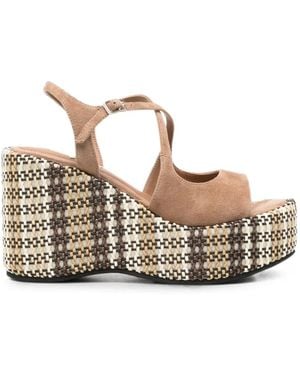 Marc Ellis Woven-Platform Suede Sandals - White