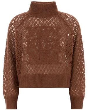 Max Mara Faglia Crochet-Knit Jumper - Brown