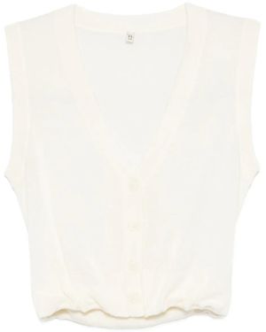 R13 Canotta Crop Con Scollo A V - Bianco
