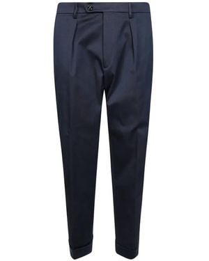 Berwich Pleated Turn-Up Trousers - Blue