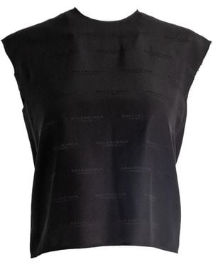 Balenciaga Logo-Print Sleeveless Top - Black