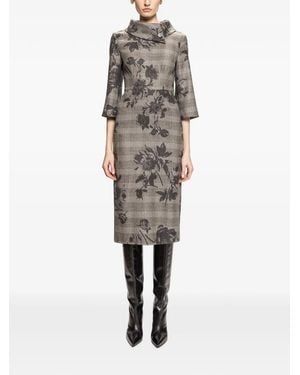 Nissa Floral-Print Midi Dress - Grey