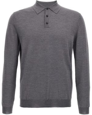 Zanone Fine-Knit Polo Shirt - Grey