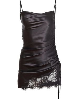 Fleur du Mal Ruched Silk Dress - Black