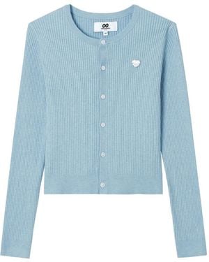 Chocoolate Gerippter Cardigan Mit Herz-Patch - Blau