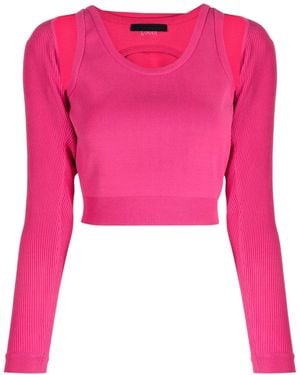 Juun.J Cut-Out Layered Cropped Top - Pink