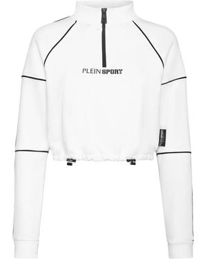 Philipp Plein Felpa Crop Con Stampa - Bianco