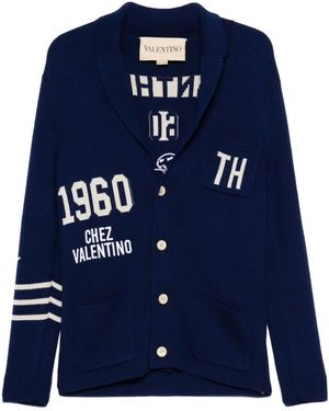 Valentino Garavani Logo-Embellishment Cardigan - Blue