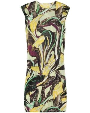 Pleats Please Issey Miyake Printed Pleated Midi Dress - Green