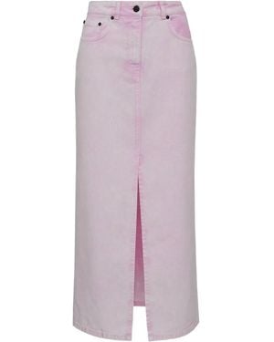 MSGM Denim Slit Maxi Skirt - Purple