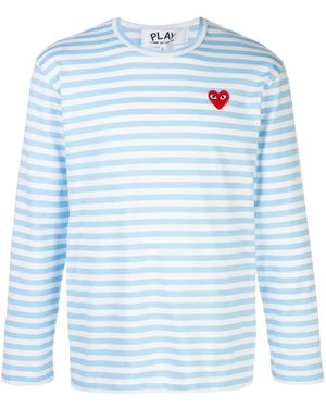 COMME DES GARÇONS PLAY Striped Long Sleeve Top - Blue