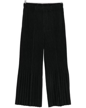Issey Miyake Plissé-Effect Trousers - Black