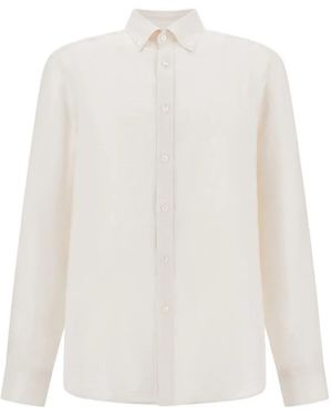 Herno Camisa Resort De Lino Con Cuello Americano - Blanco