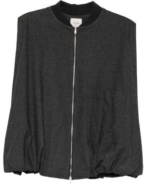 Alysi Zip-Up Bubble-Hem Gilet - Black