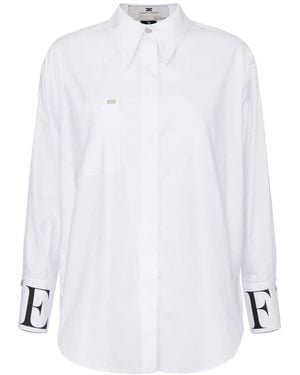 Elisabetta Franchi Logo-Print Cotton Shirt - White