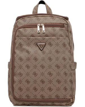 Guess Silia 4G Monogram Zip Backpack - Brown