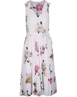 Vince Floral-Print Pleated Dress - White