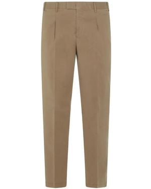 PT Torino Belt-Loops Pleated Trousers - Natural