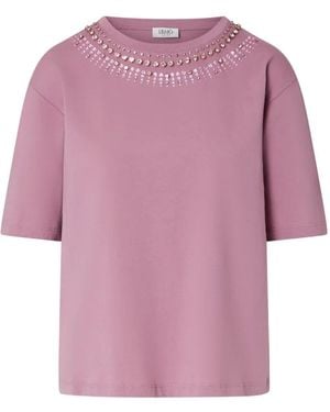 Liu Jo T-Shirt With Jewel Embroidery - Pink