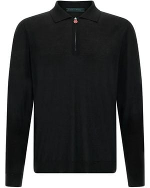 Kiton Half-Zip 14 Micron Polo Shirt - Black