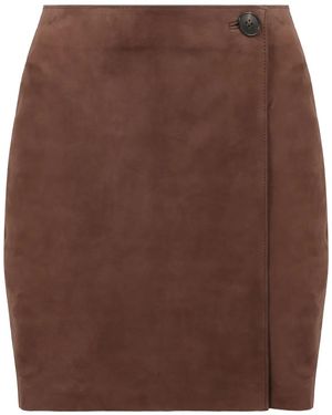 Yves Salomon Suede Mini Skirt - Brown
