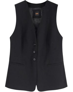 BOSS Chaleco con cierre de botón - Negro