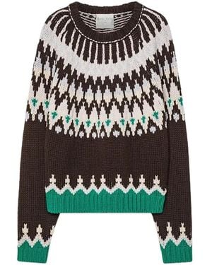 forte_forte Fair Isle Cable-Knit Sweater - Black