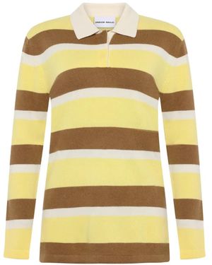 EMERSON RENALDI Striped Collared Polo Shirt - Yellow